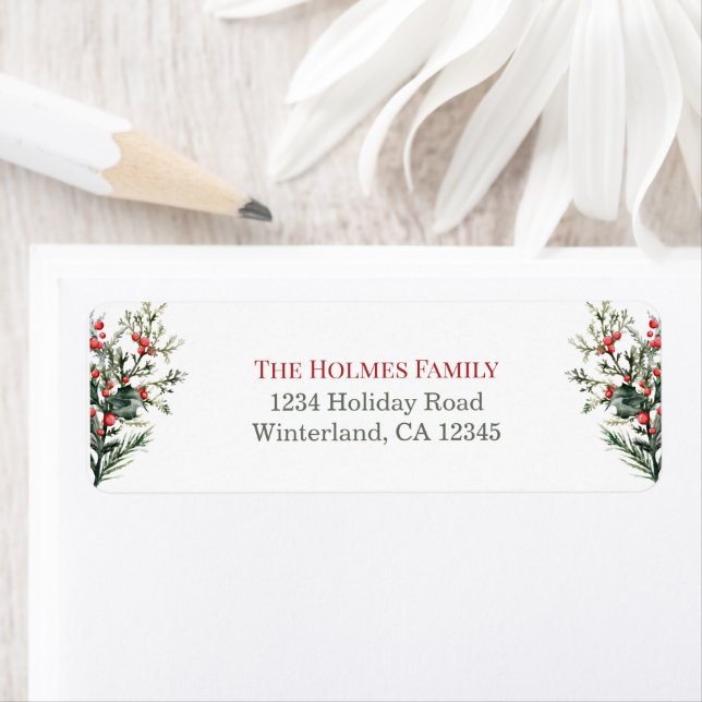 Modern Mistletoe Christmas Return Address Label (Insitu)