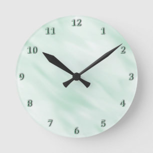 Modern Misty Green Pastel Bath Set Round Clock