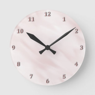Modern Misty Rose Pastel Bath Set Round Clock