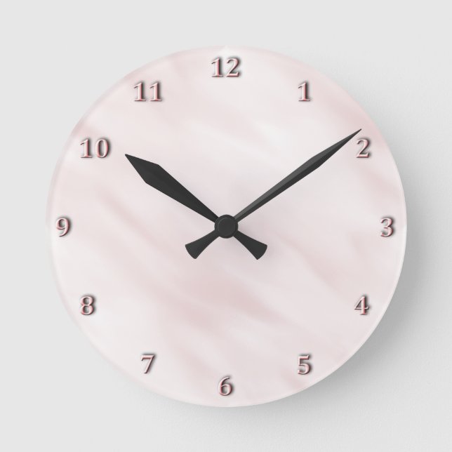 Modern Misty Rose Pastel Bath Set Round Clock (Front)
