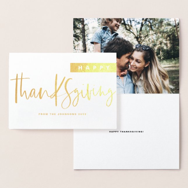 Modern Mix Typography Happy Thanksgiving Foil Card (Display)