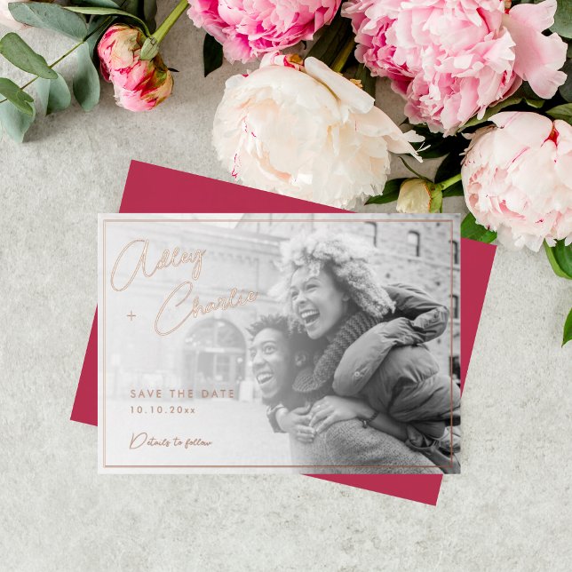 Modern Mixed Font Magenta Rose Gold Save the Date (Creator Uploaded)