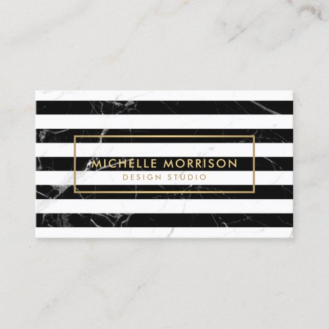Modern Mixed Marble Stripes Interior Designer Business Card (Front)