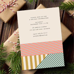 Modern Mixed Stripes Christmas Party Holiday Card
