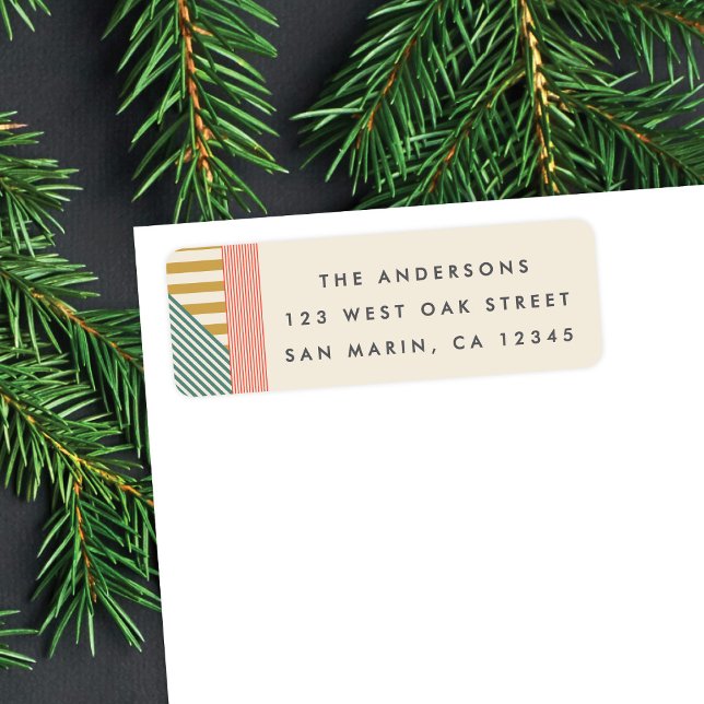 Modern Mixed Stripes Holiday Return Address Label (Creator Uploaded)