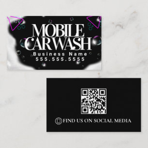 Modern Mobile Car Wash Vehicle Detailing QR Code  Business Card