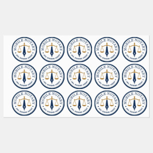 Modern Mobile Notary Logo Stamp Navy Gold 15x