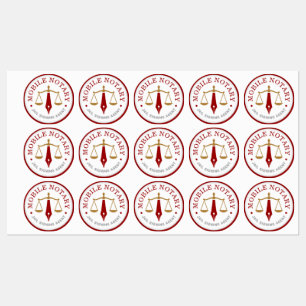 Modern Mobile Notary Logo Stamp Red Gold 15x