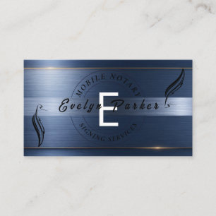 Modern Mobile Notary Monogram Business Card