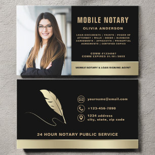 Modern Mobile Notary Photo QR Code Business Card