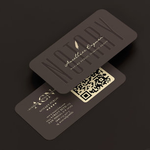 Modern Mobile Notary Public Quill Espresso Business Card
