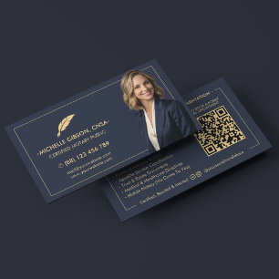 Modern Mobile Notary Public Signing Agent Navy  Business Card