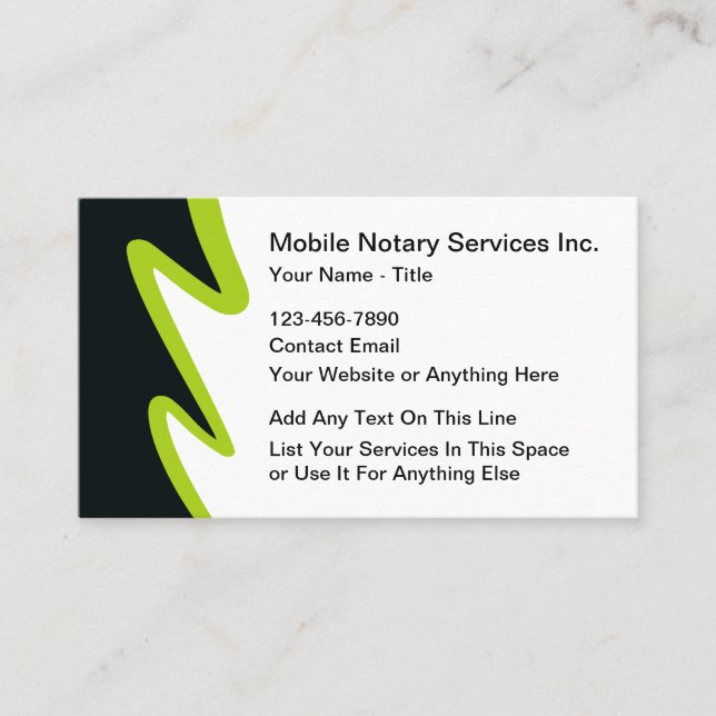 Modern Mobile Notary Services Business Cards (Front)