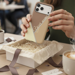 Modern Mocha Brown Geometric Color Block Custom