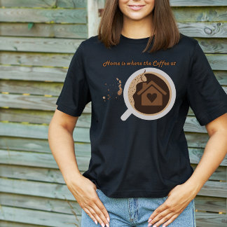 Modern Mocha Brown Print Funny Coffee Art T-Shirt