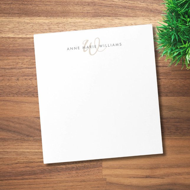 Modern Mocha Brown Script Monogram Notepad (Creator Uploaded)