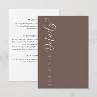 Modern Mocha Brown Wedding Details Enclosure Card