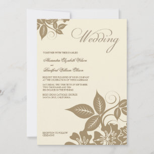 Modern Mocha/Cream Floral Wedding Invitation