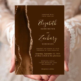 Modern Mocha Gold Agate Brown Wedding