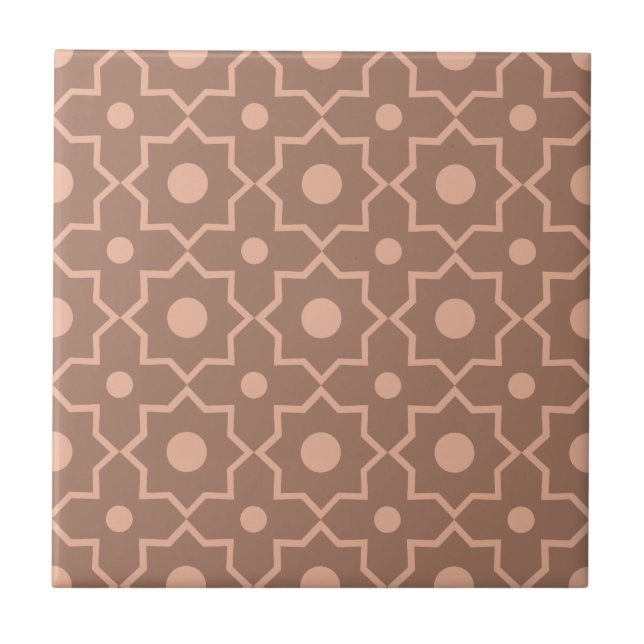 Modern Mocha Mousse Dusty Pink Geometric Shape  Ceramic Tile (Front)