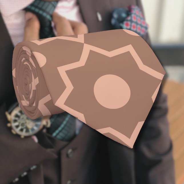 Modern Mocha Mousse Dusty Pink Geometric Shape  Tie (Creator Uploaded)