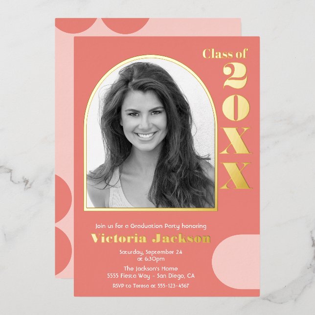 Modern Mod Arch Photo Graduation Party (Front/Back)