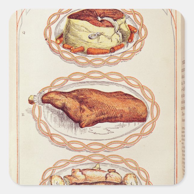 Modern Mode of Serving Dishes, from Mrs. Beaton Square Sticker (Front)