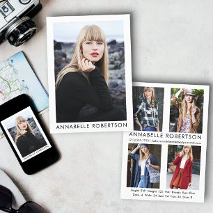 Modern Model Actor 5 Photo Comp Card