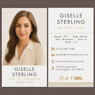 Modern Model Actor Photo Professional Business Card