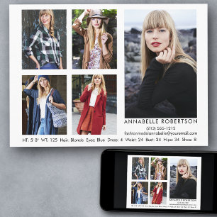Modern Model and Actor 5 Photo Comp Card