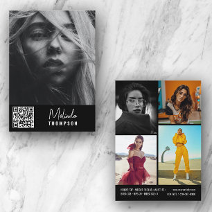 Modern Modelling Comp Card 5 Photo QR Code Black