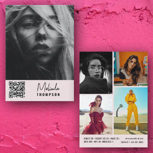 Modern Modelling Comp Card 5 Photo QR Code Pink