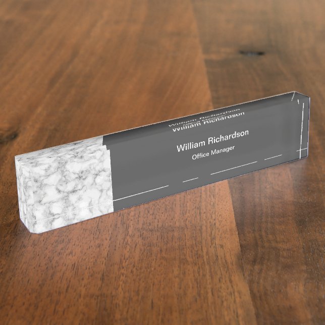 Modern Modern Grey Marble Stone Nameplate (Side)