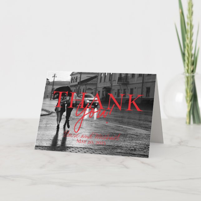 Modern Modern Handwritten Wedding Photo Thank You (Front)