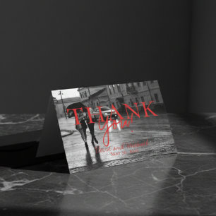 Modern Modern Handwritten Wedding Photo Thank You Card