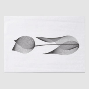 Modern Moiré Effect Tulip Floral Minimal Black Tissue Paper