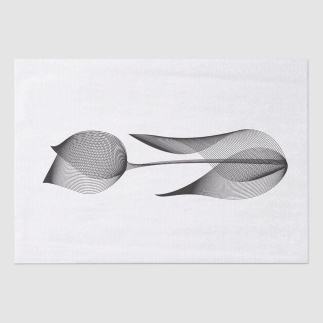     Modern Moiré Effect Tulip Floral Minimal Black Tissue Paper (Front)