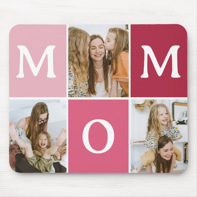 Modern 'MOM' 3 Photo Gift Mouse Pad (Front)