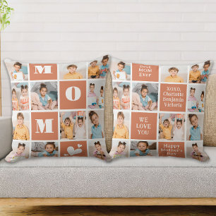 Modern MOM Personalised Block 12 Photo Collage Cushion