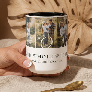 Modern Mom Photo Collage Fathers Day keepsake Gift Two-Tone Coffee Mug