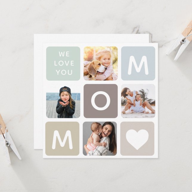 Modern MOM Photo Collage Mother's Day Cute Family (Front/Back In Situ)