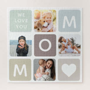 Modern MOM Photo Collage Mother's Day Cute Family Jigsaw Puzzle