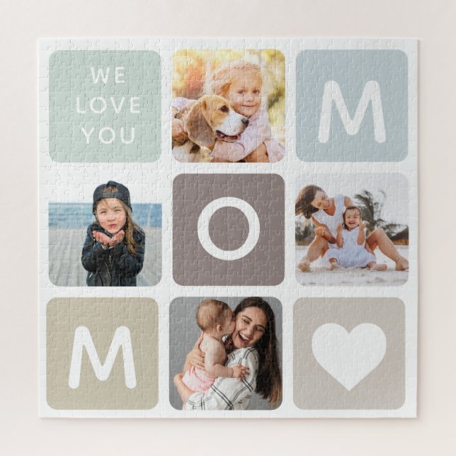 Modern MOM Photo Collage Mother's Day Cute Family Jigsaw Puzzle (Vertical)