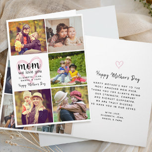 Modern Mom We Love You Mother's Day Photo Collage Card