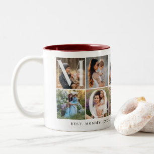 Modern Mommy Collage, 10 Photo Grid, Gift for Mom Two-Tone Coffee Mug