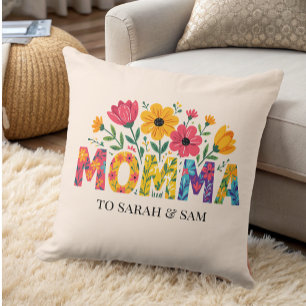 Modern Mommy Kids Names Mother's Day  Cushion