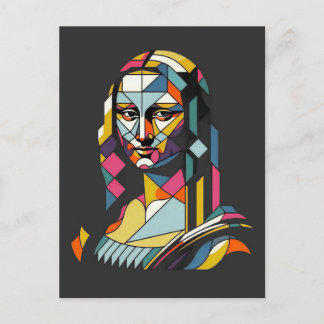 Modern Mona Lisa Stained Glass Style Postcard