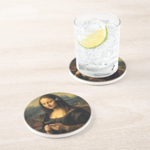 Modern Mona Lisa with Smartphone Coaster