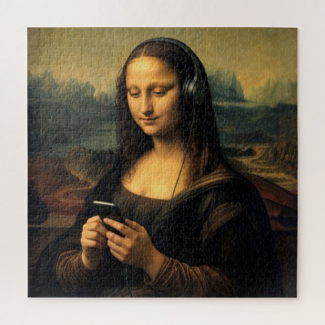 Modern Mona Lisa with Smartphone Jigsaw Puzzle (Vertical)