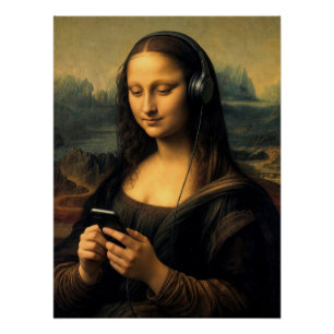 Modern Mona Lisa with Smartphone Poster
